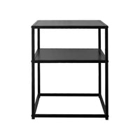 Comodino in metallo nero con ripiano, nero