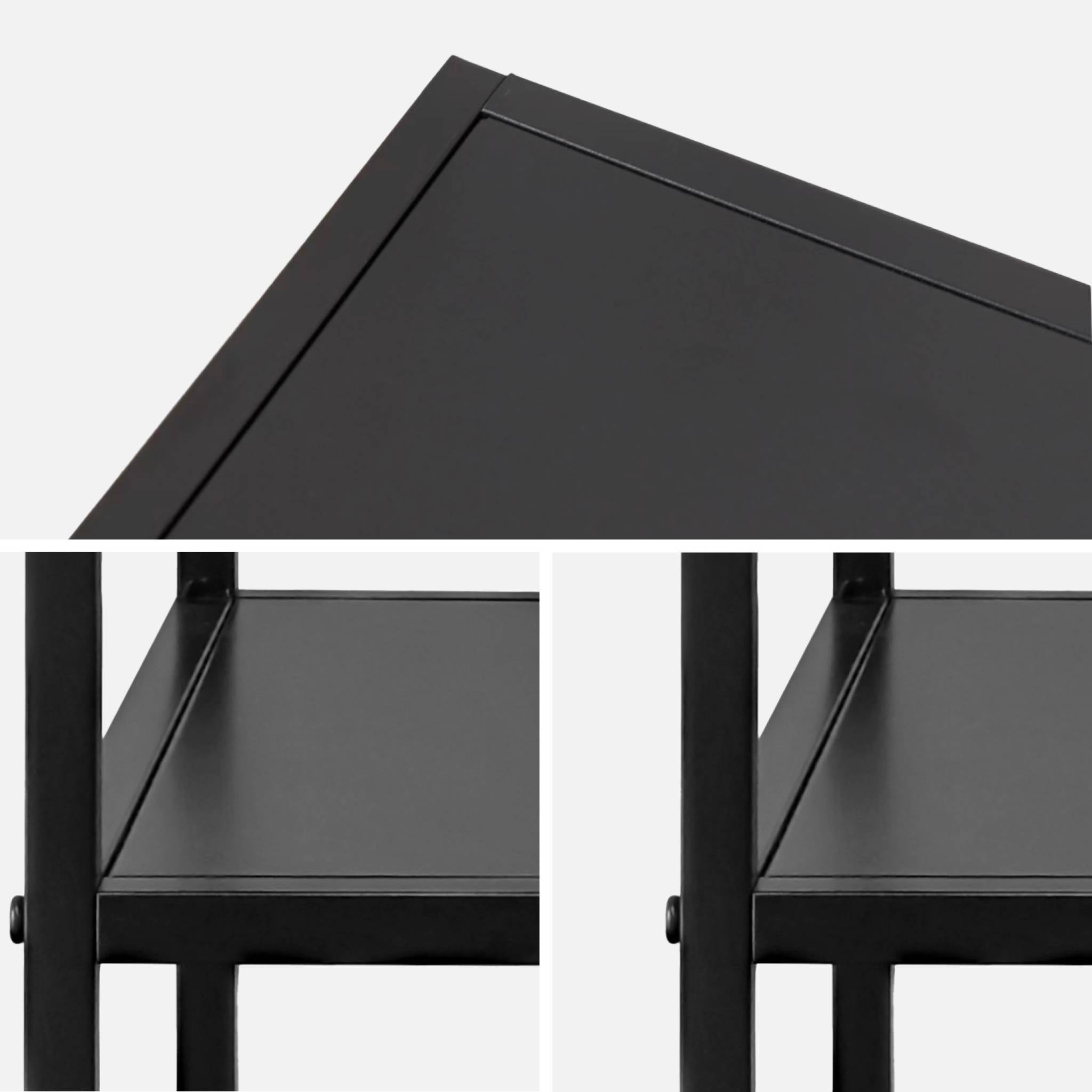 Comodino in metallo nero con ripiano, nero