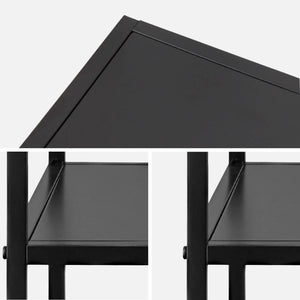 Comodino in metallo nero con ripiano, nero