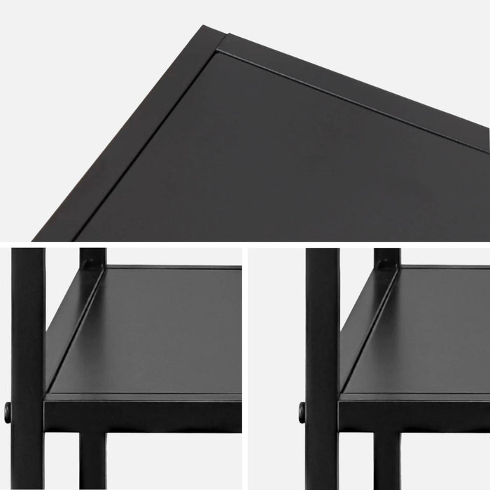 Comodino in metallo nero con ripiano, nero