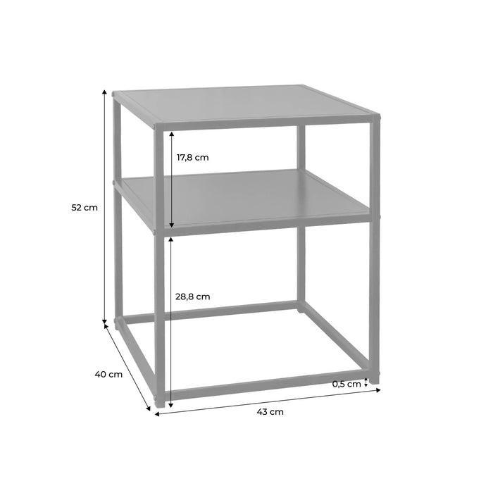 Comodino in metallo nero con ripiano, nero