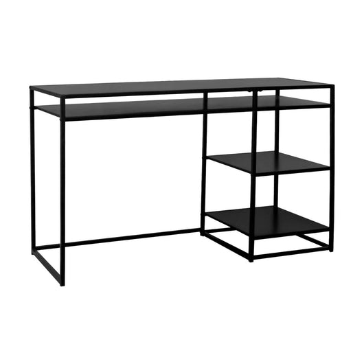 Scrivania in metallo con 2 ripiani, 120cm, nero