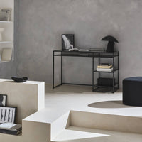 Scrivania in metallo con 2 ripiani, 120cm, nero