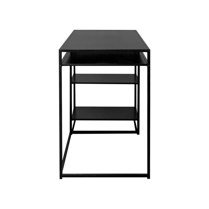 Scrivania in metallo con 2 ripiani, 120cm, nero