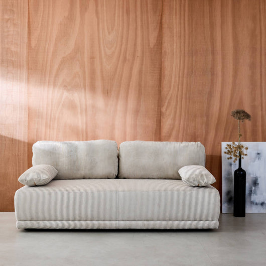 Divano letto 3 posti velluto a coste, grigio