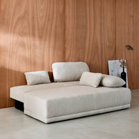 Divano letto 3 posti velluto a coste, grigio