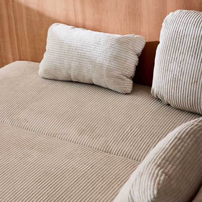 Divano letto 3 posti velluto a coste, grigio