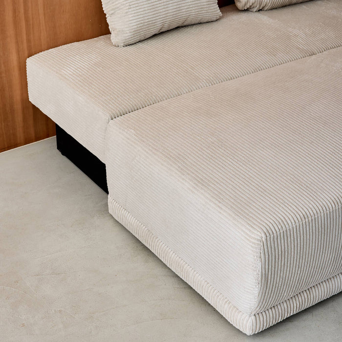 Divano letto 3 posti velluto a coste, grigio