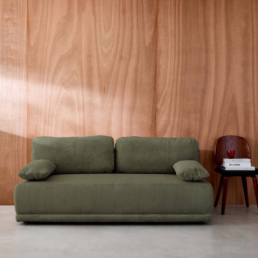 Divano letto 3 posti velluto a coste, verde kaki