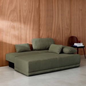 Divano letto 3 posti velluto a coste, verde kaki