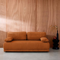 Divano letto 3 posti velluto a coste, camel