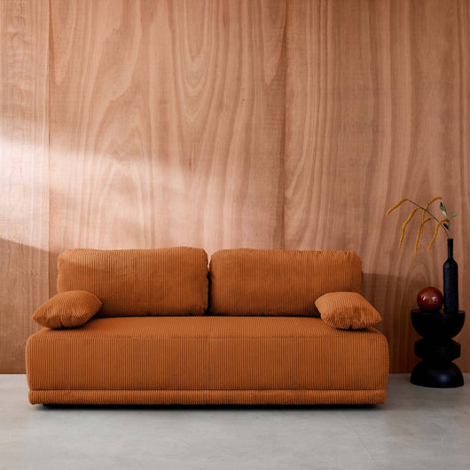 Divano letto 3 posti velluto a coste, camel