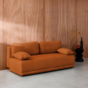 Divano letto 3 posti velluto a coste, camel