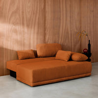 Divano letto 3 posti velluto a coste, camel