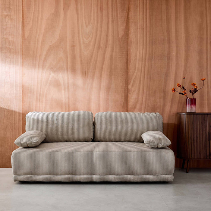 Divano letto 3 posti velluto a coste, talpa