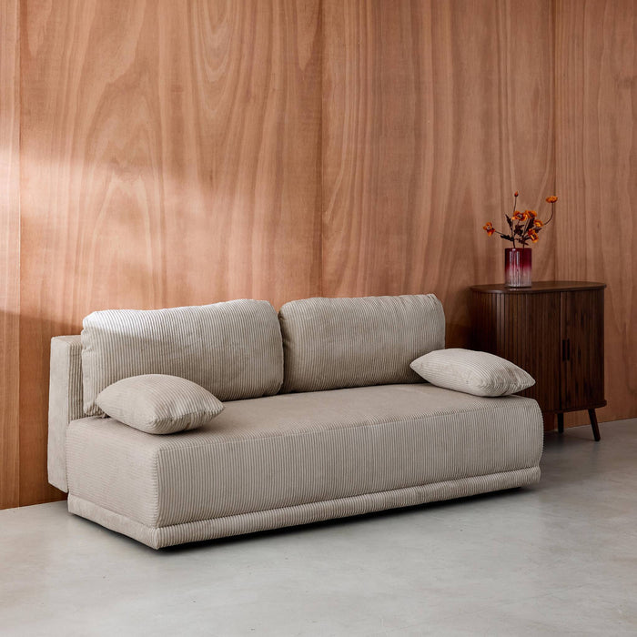 Divano letto 3 posti velluto a coste, talpa