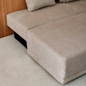 Divano letto 3 posti velluto a coste, talpa