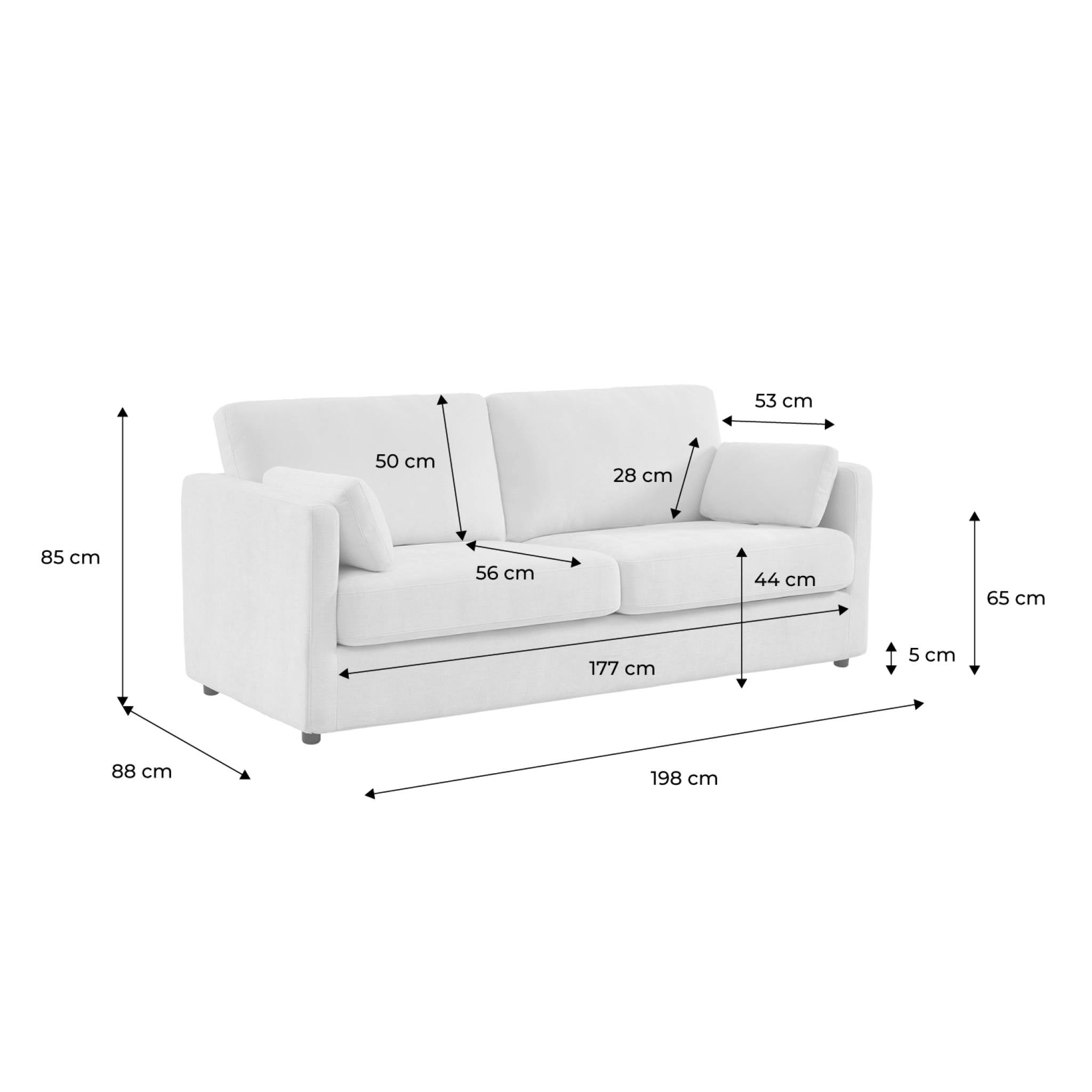 Divano 2 posti tessuto sfoderabile, beige