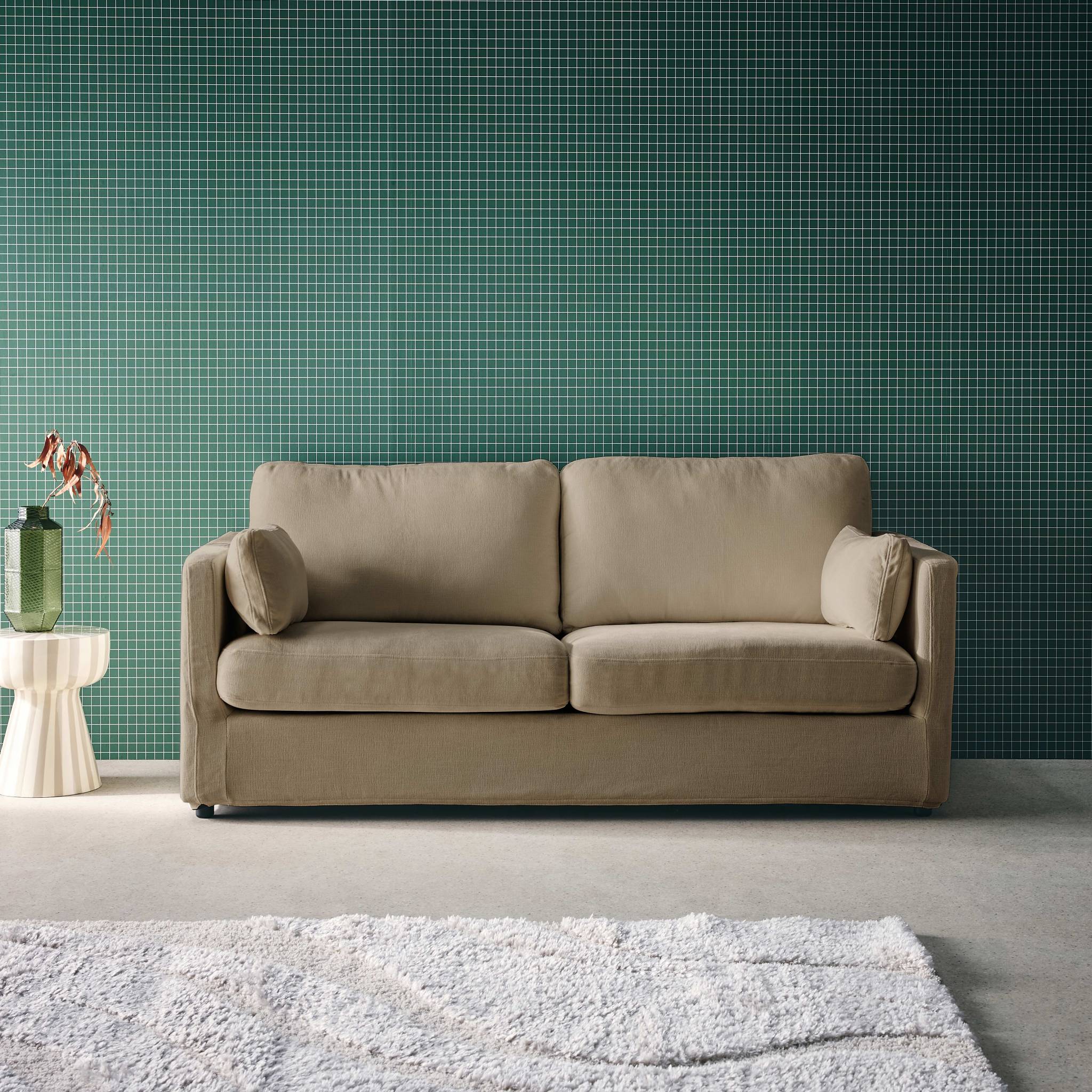 Divano 2 posti tessuto sfoderabile, talpa