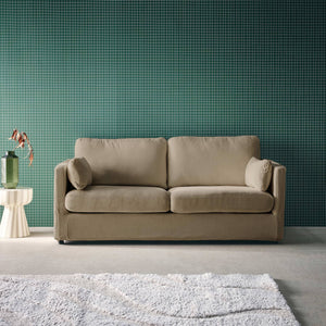 Divano 2 posti tessuto sfoderabile, talpa