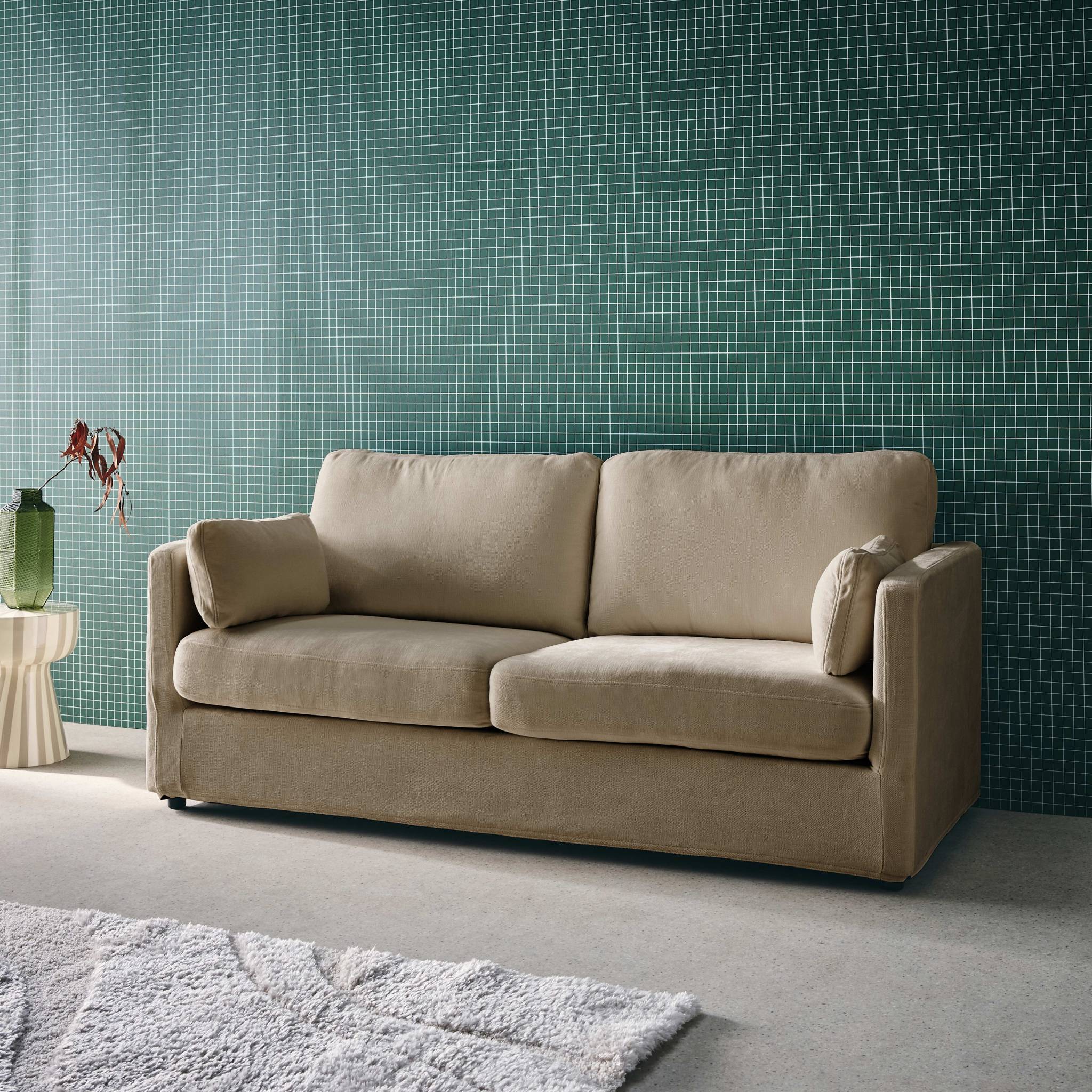 Divano 2 posti tessuto sfoderabile, talpa