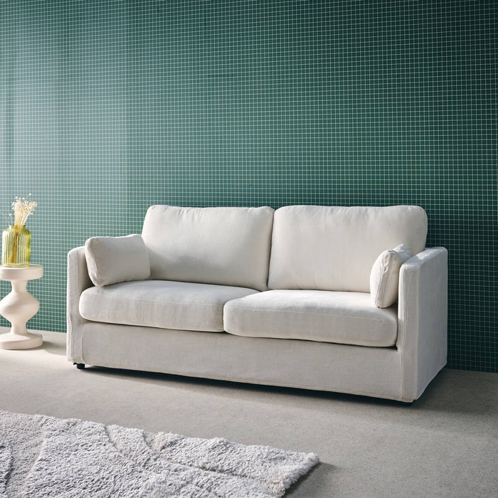 Divano 2 posti tessuto sfoderabile, bianco