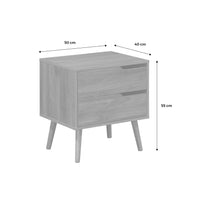 Comodino in legno tinto noce, 2 cassetti, marrone