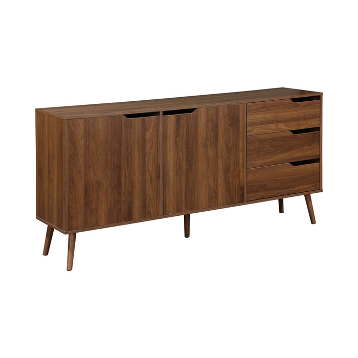 Credenza scandinava a 2 ante effetto legno di noce, 160cm, marrone