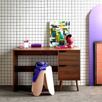 Scrivania effetto noce a 2 cassetti , marrone