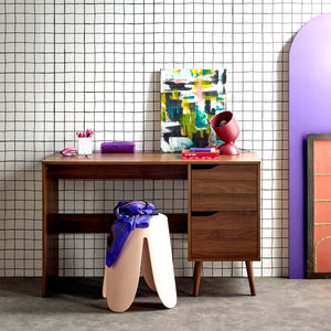 Scrivania effetto noce a 2 cassetti , marrone