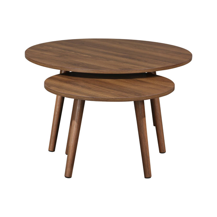 Set di 2 tavolini rotondi, marrone