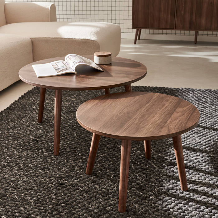 Set di 2 tavolini rotondi, marrone