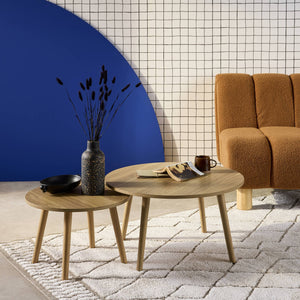 Set di 2 tavolini rotondi, effetto frassino