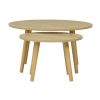 Set di 2 tavolini rotondi, effetto frassino