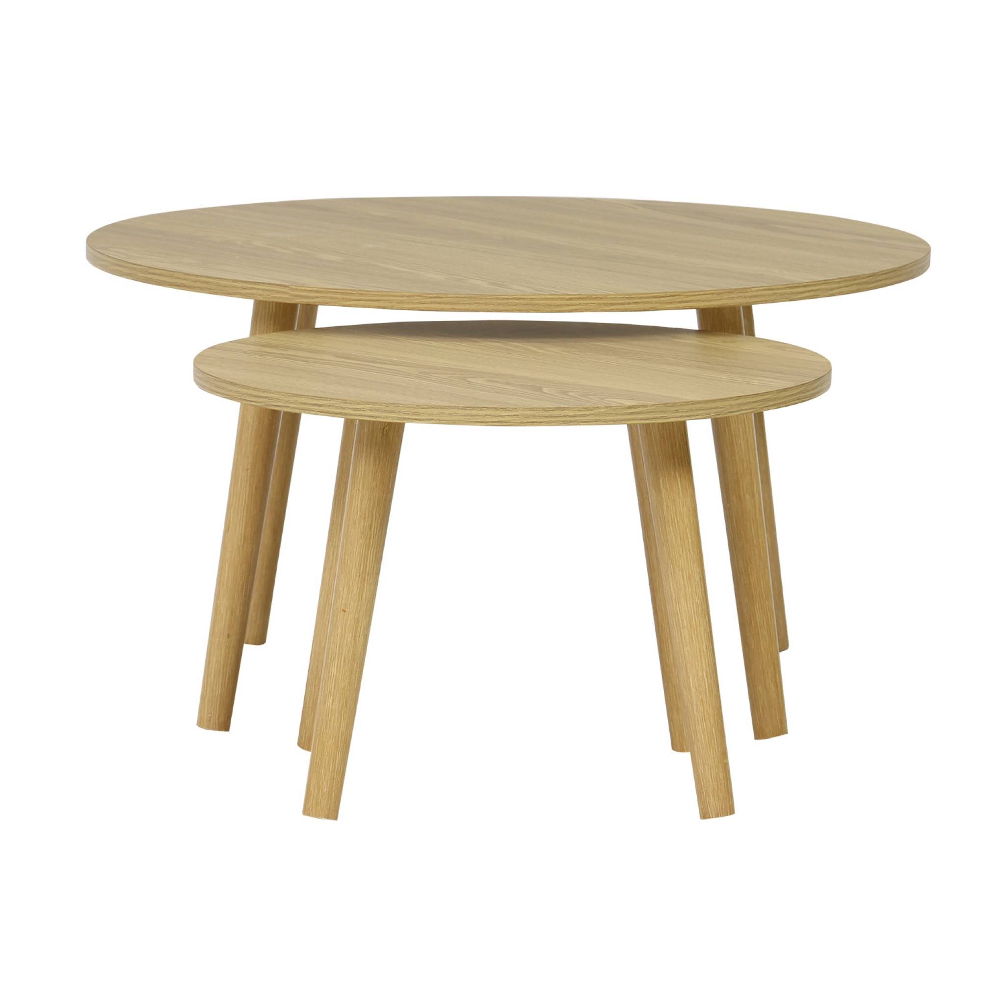 Set di 2 tavolini rotondi, effetto frassino