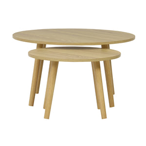 Set di 2 tavolini rotondi, effetto frassino