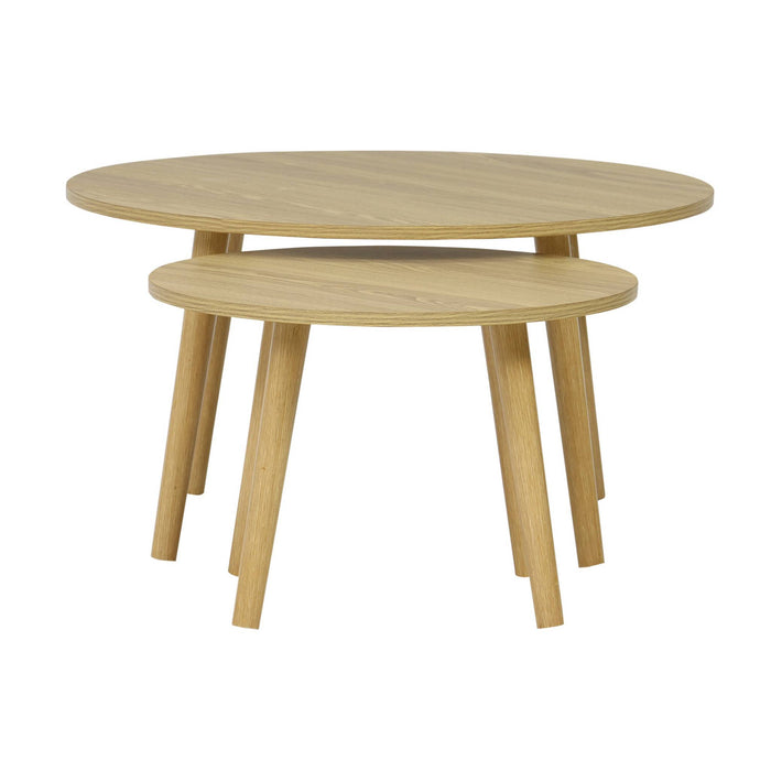 Set di 2 tavolini rotondi, effetto frassino