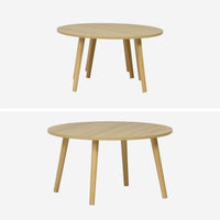 Set di 2 tavolini rotondi, effetto frassino