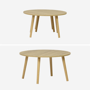 Set di 2 tavolini rotondi, effetto frassino