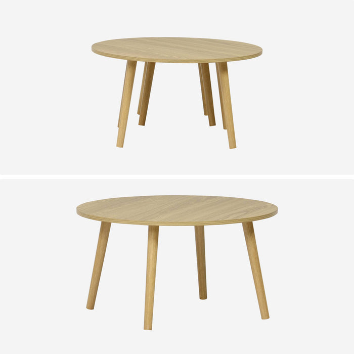 Set di 2 tavolini rotondi, effetto frassino