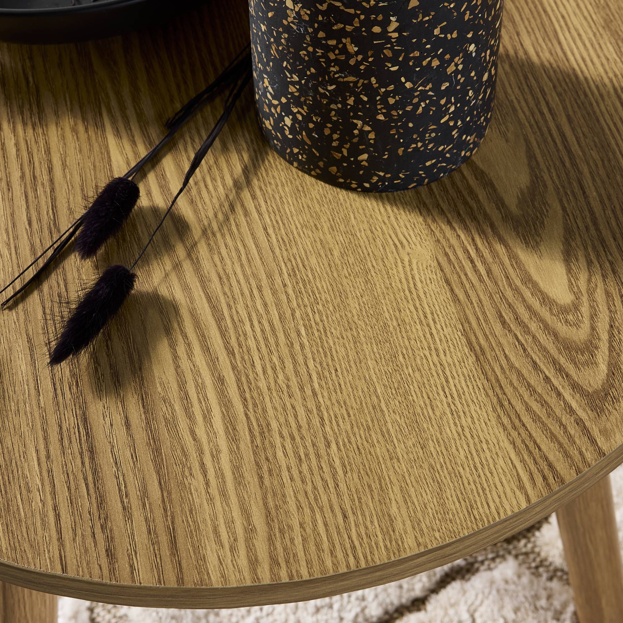 Set di 2 tavolini rotondi, effetto frassino