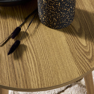 Set di 2 tavolini rotondi, effetto frassino