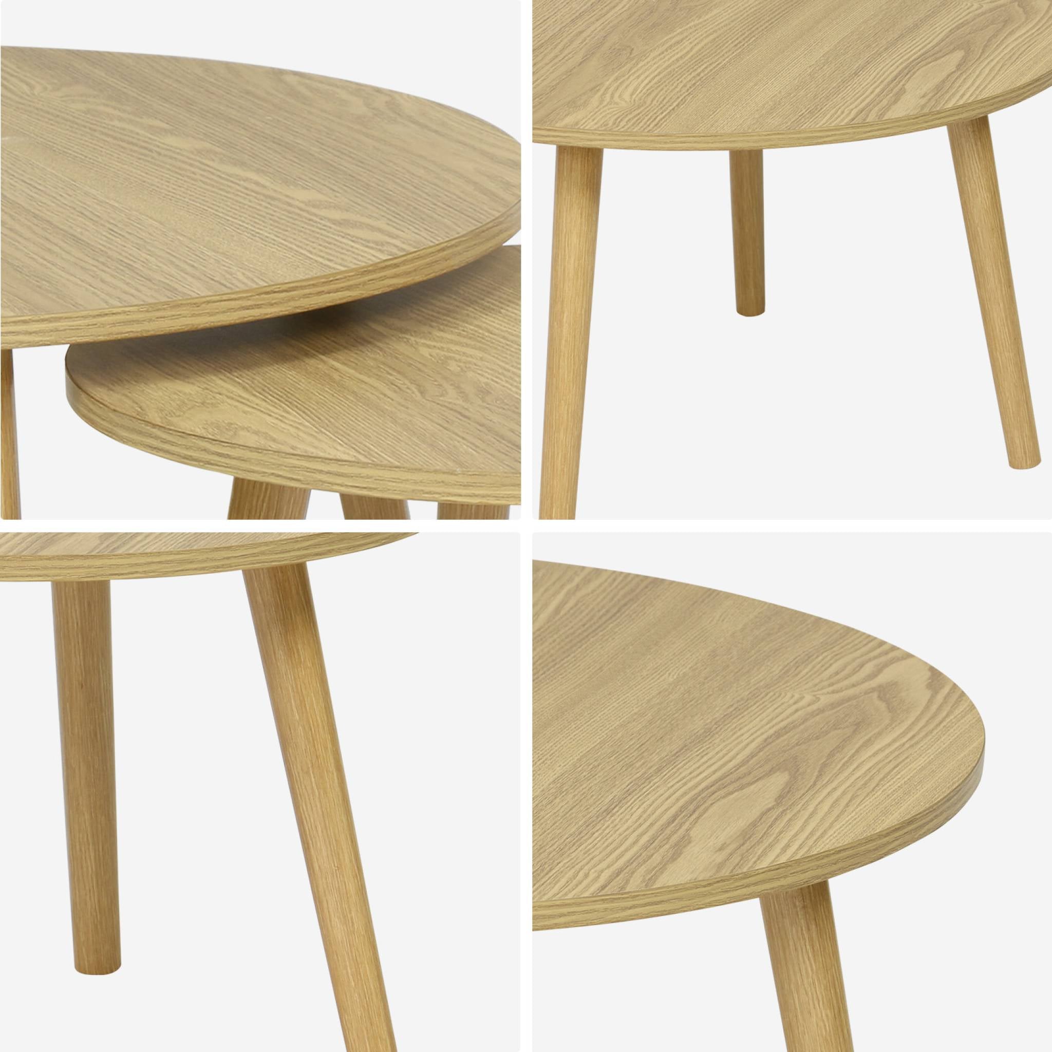 Set di 2 tavolini rotondi, effetto frassino