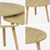 Set di 2 tavolini rotondi, effetto frassino