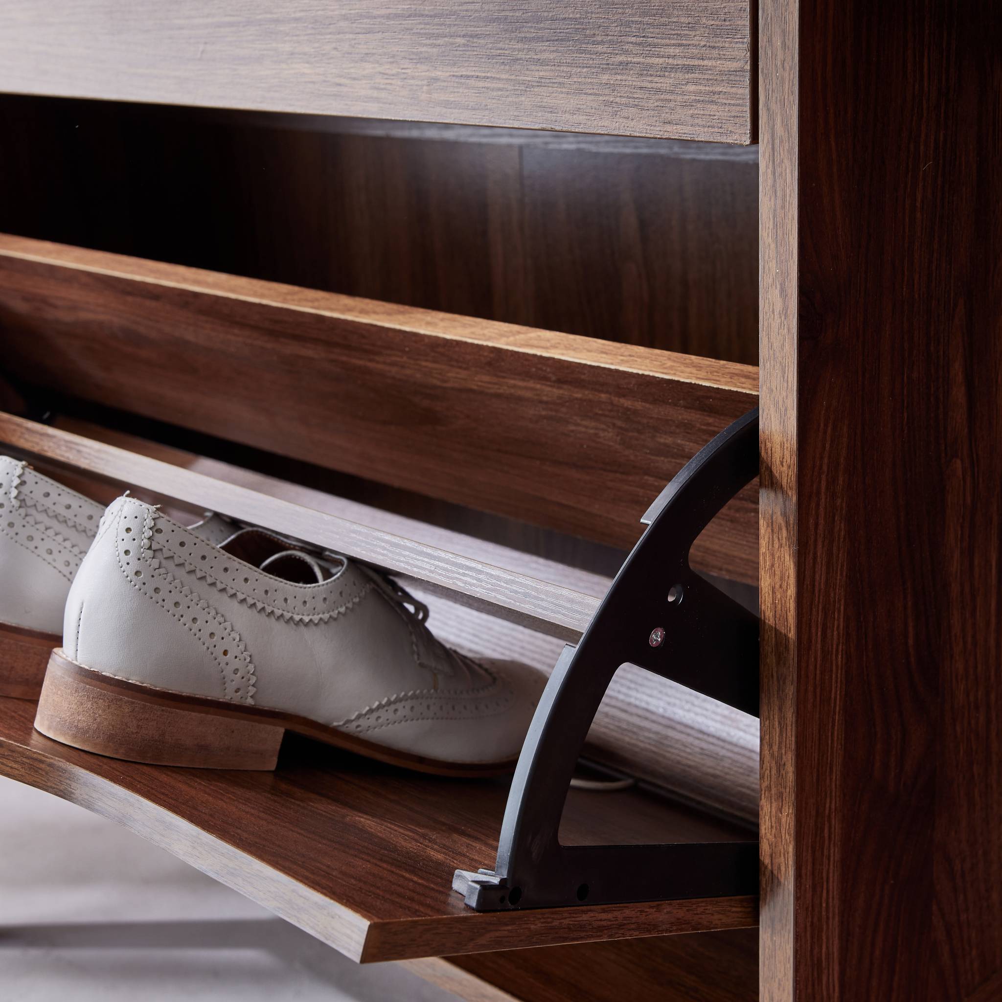 Mobile per scarpe decorazione legno 3 cassetti, marrone