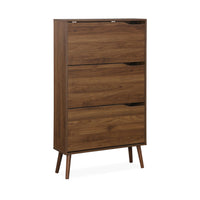 Mobile per scarpe decorazione legno 3 cassetti, marrone