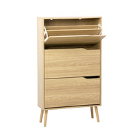 Mobile per scarpe decorazione legno 3 cassetti, marrone naturale