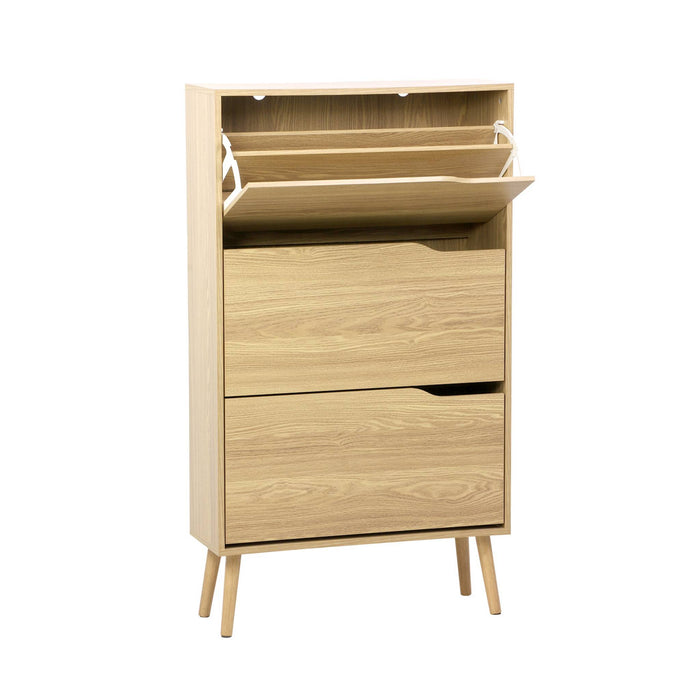 Mobile per scarpe decorazione legno 3 cassetti, marrone naturale