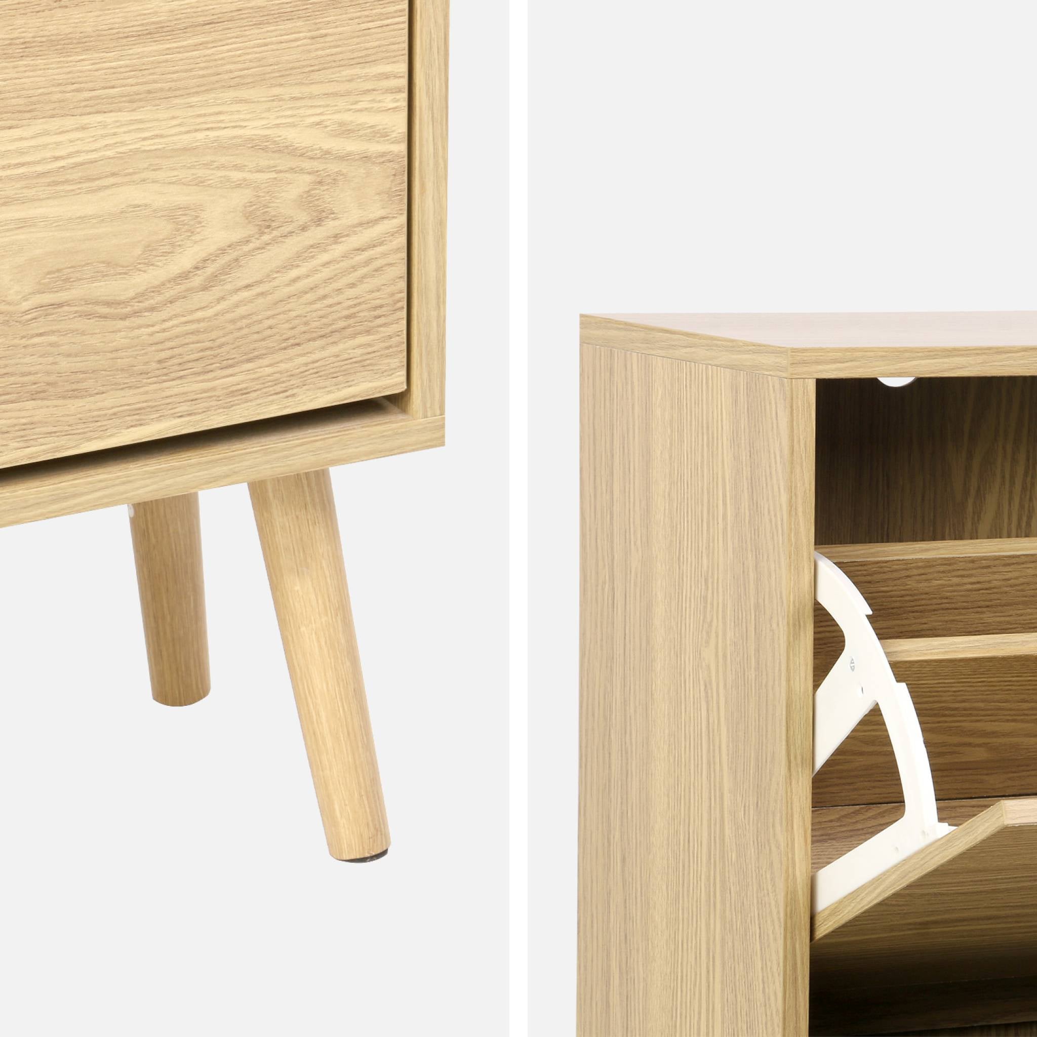 Mobile per scarpe decorazione legno 3 cassetti, marrone naturale