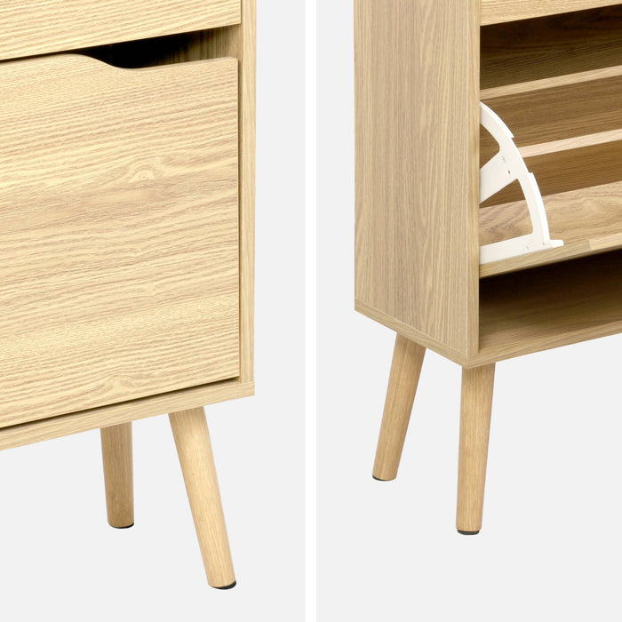 Scarpiera effetto legno 4 cassetti, marrone naturale